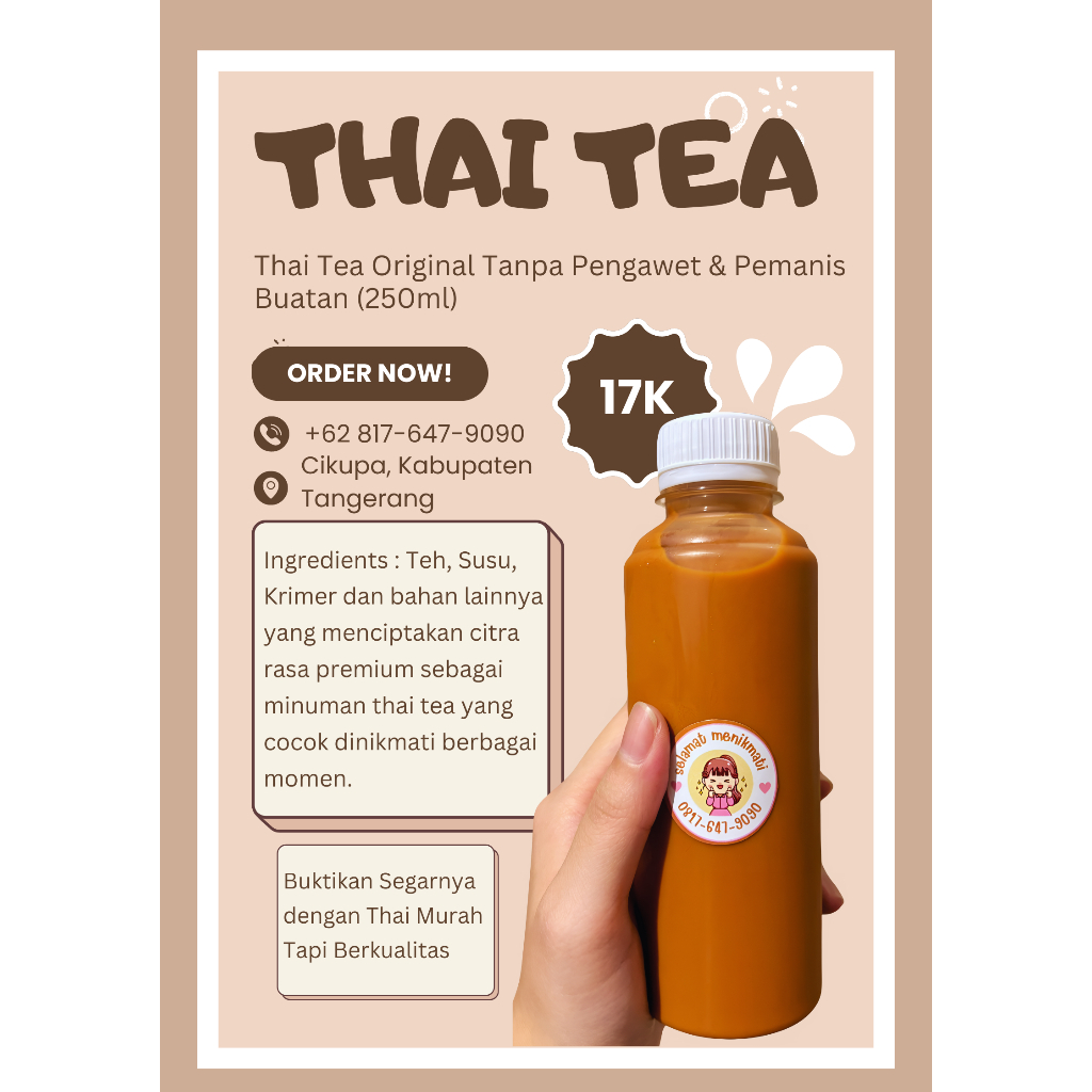 

(OPEN PO) Homemade Thai Tea chatramue Dijamin Enak (250ml) | Tidak Banyak Gula