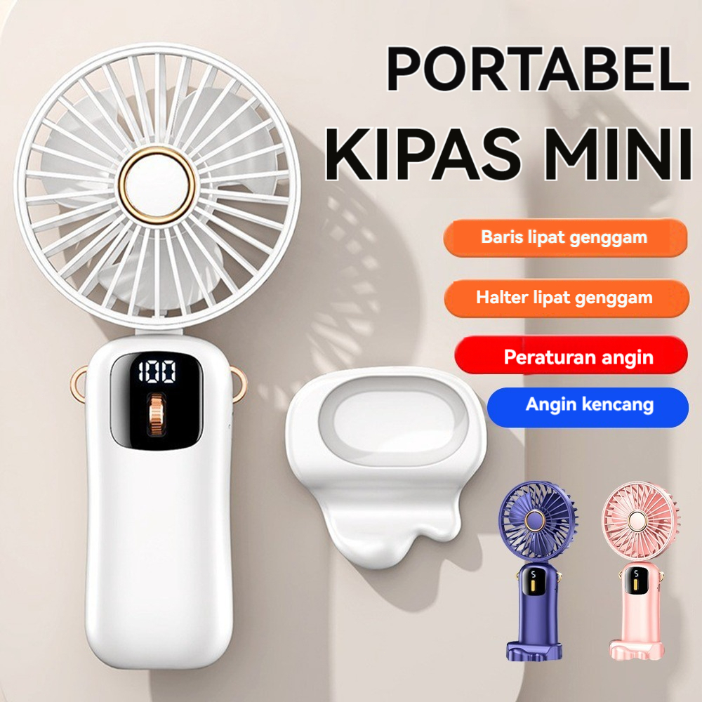 kipas genggam kipas angin USB kantor nirkabel siswa mini kipas lipat tampilan digital Hadiah kipas l