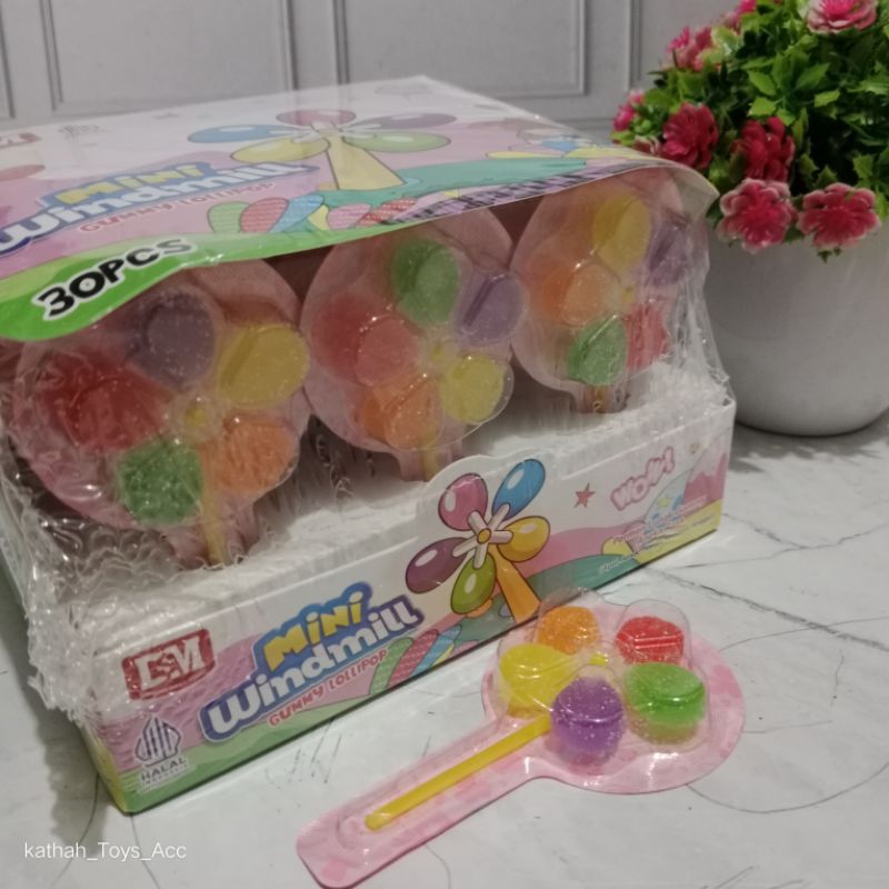 

30pcs permen mini windmill gummy lollipop