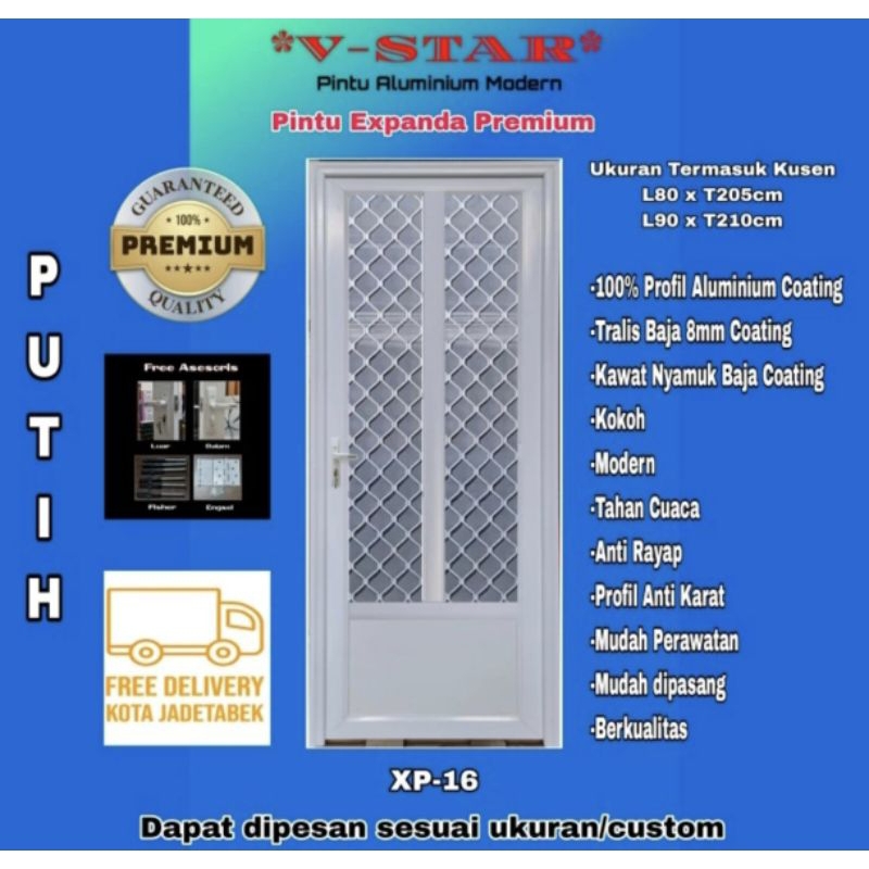 Pintu Expanda Tralis Anti Nyamuk Aluminium Premium XP16