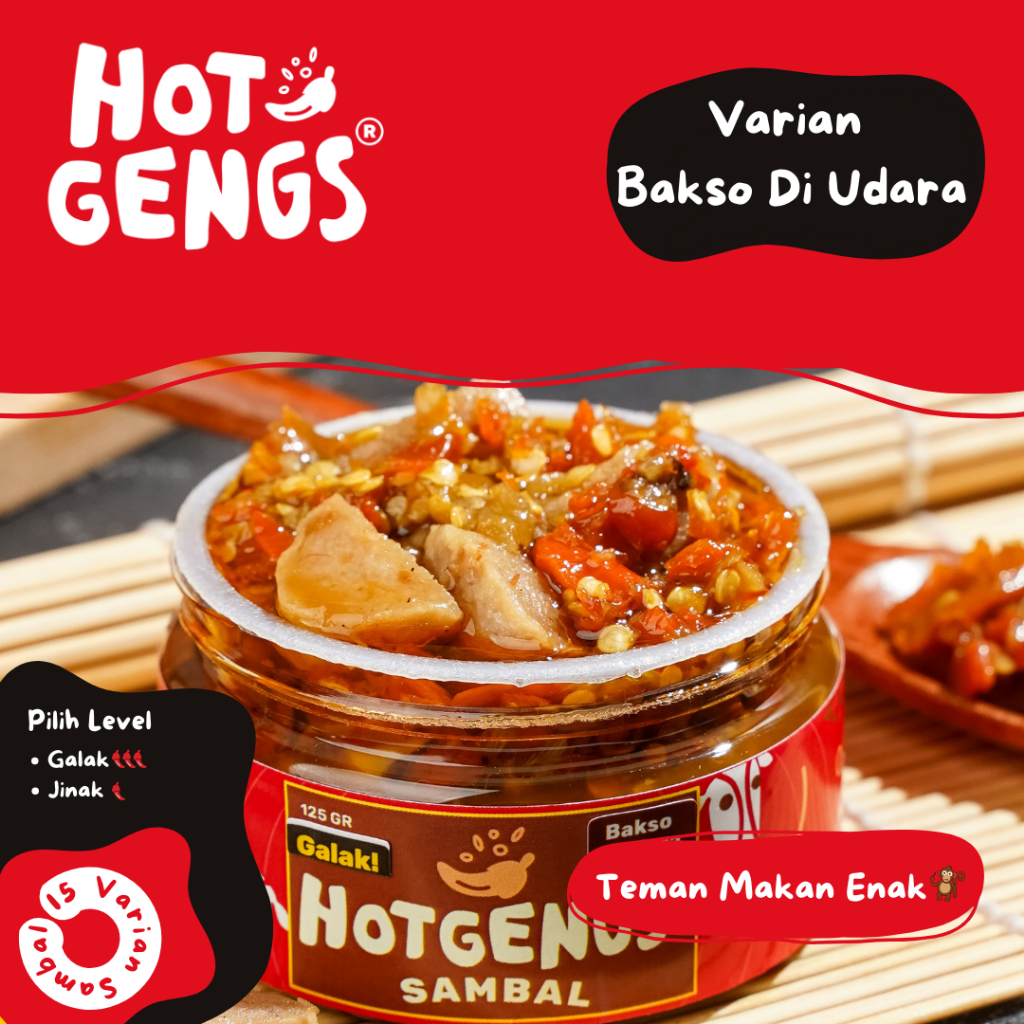 

Sambal Hotgengs - Sambal Bawang Varian BAKSO DIUDARA 170 Gram. Sambel Pedas Siap Saji