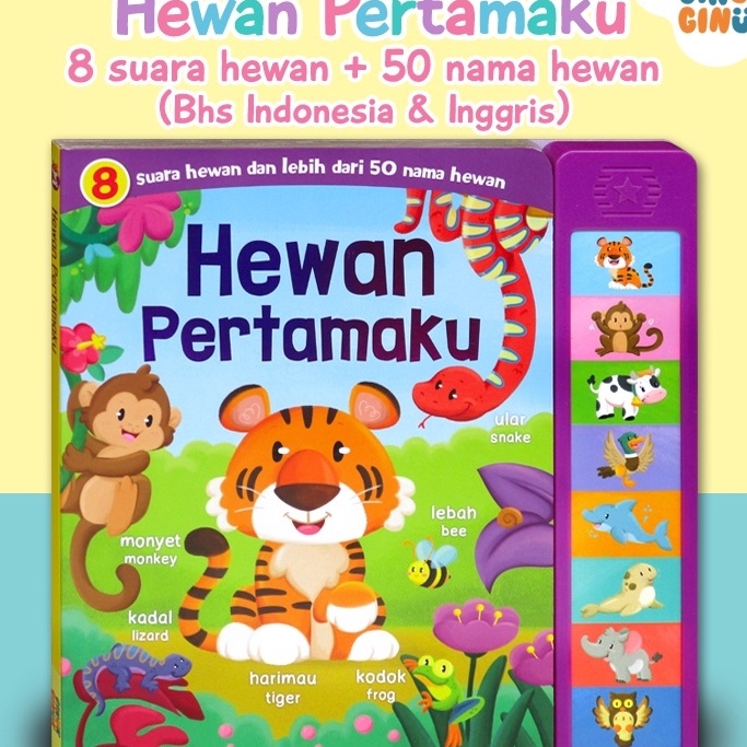 TERLARIZZZ GinukGinuk Hewan Pertamaku Sound Book 8 suara hewan  5 nama hewan dalam Bhs Indonesia  Bh