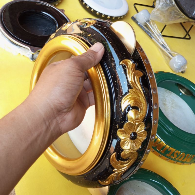 REBANA HADROH UKIR UKUR 30CM BANJARI BAHAN KAYU MAHUNI