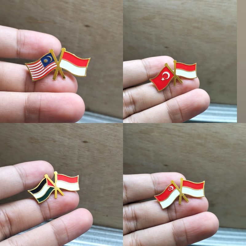 PIN BENDERA CUSTOM /PIN BENDERA INDONESIA PALESTINA / PIN BAJU / PIN BENDERA LOGAM KUNINGAN