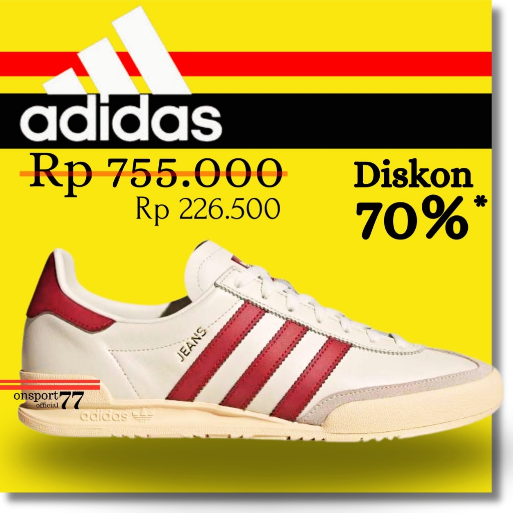 (JEANS WHITE MAROON ) Spatu Sepatu Sneakers Adidas Samba Jeans Casual Og Pria Wanita