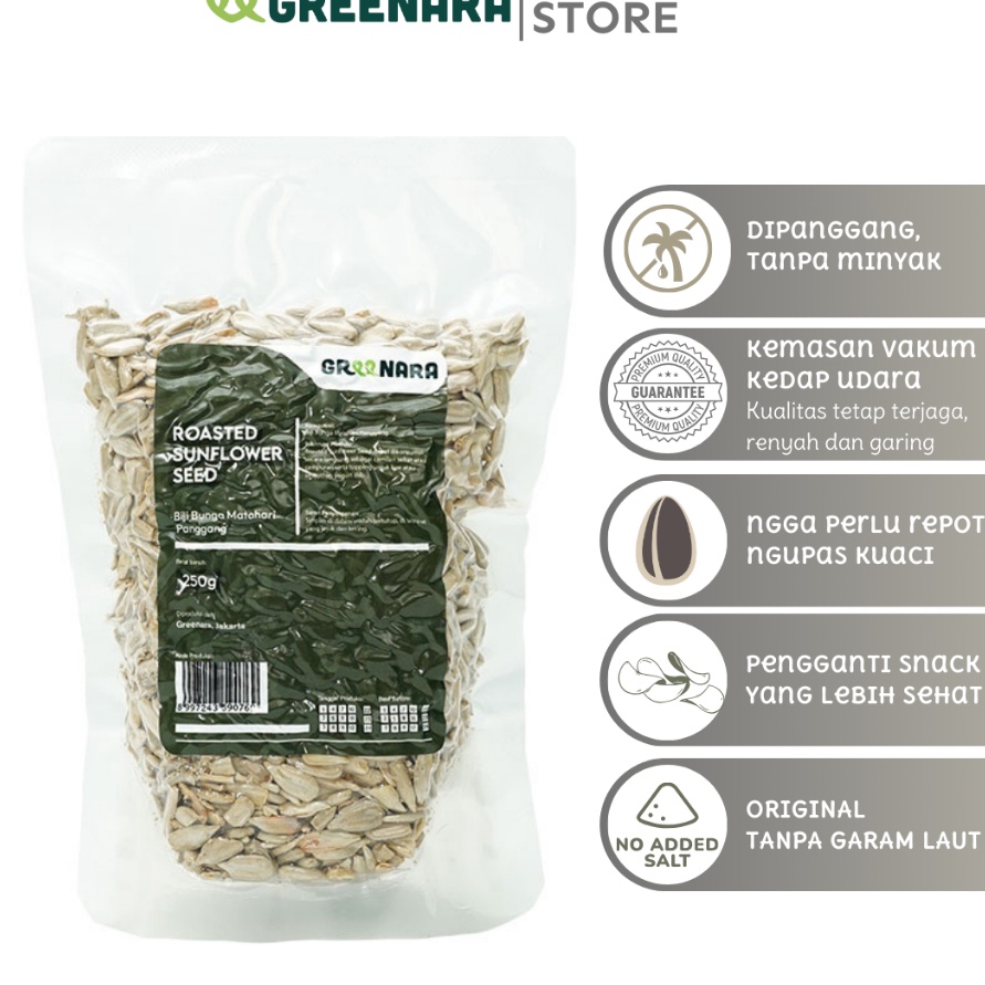 

PROMO BESAR Greenara Kuaci Kupas Panggang 25gr Roasted Sunflower Seed