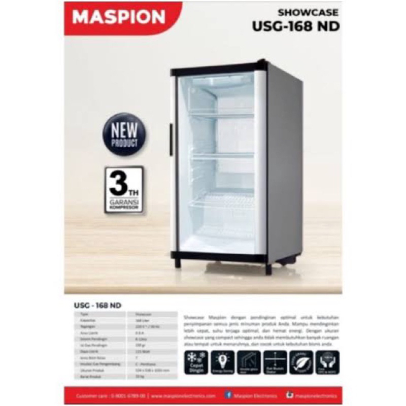 Maspion Showcase 3 rak mini showcase lemari pendingin showcase Maspion USG168ND Maspion Chiller Mini