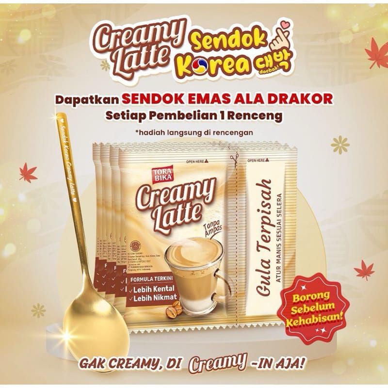 

Kopi TORABIKA CREAMY LATTE 25gr Renceng GRATIS SENDOK EMAS PROMO!!!!!