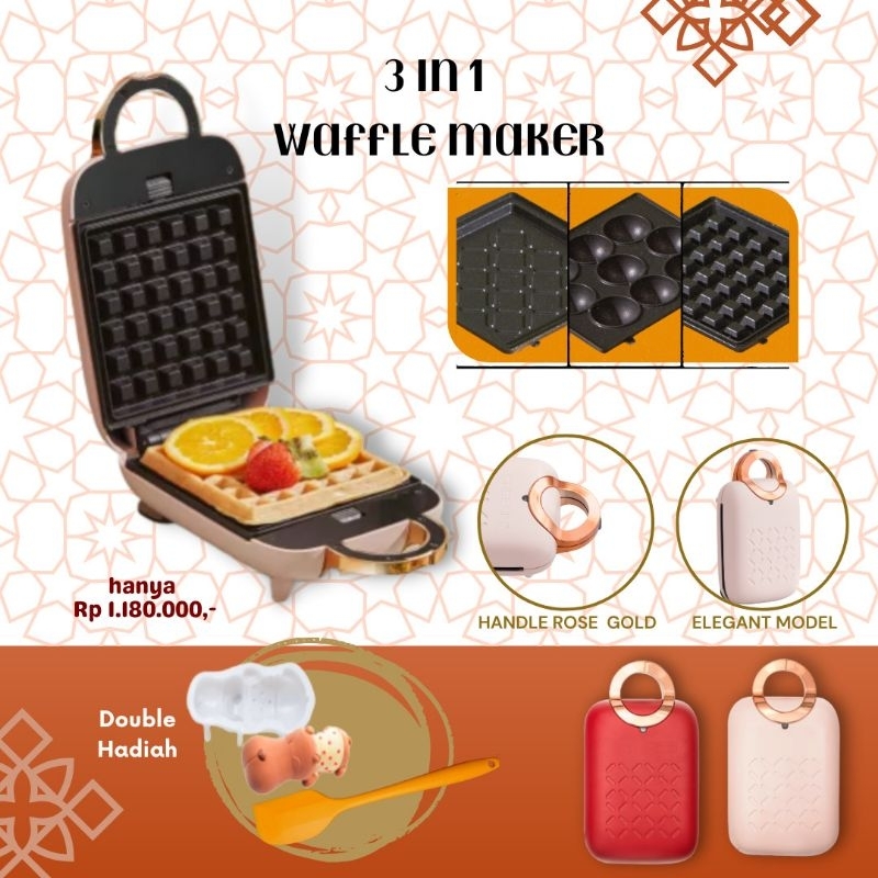 (READY) MAMAMIX WAFFLE MAKER 3 IN 1 WAFFLE SANDWICH TAKOYAKI MAKER | BREAKFAST MAKER SUPER PRAKTIS