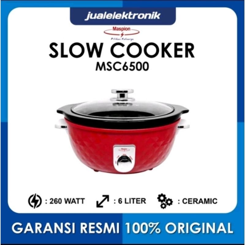 MASPION MSC-6500 Rice Cooker SLOW COOKER 6 Liter 250 Watt