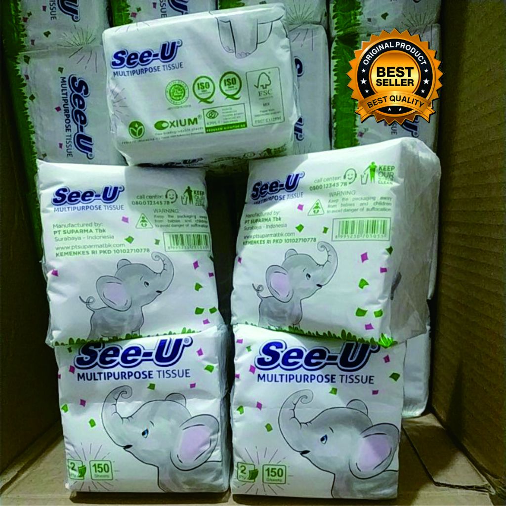 Tisu See-U Pop Up 150's / Tisu Tissue See-U POP UP 150 sheets GAJAH 1ply 