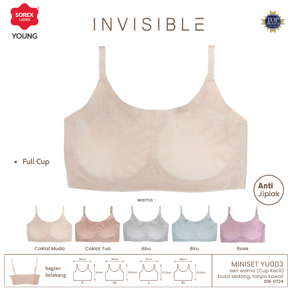 Sorex Young Miniset Invisible Cup Kecil Busa Tanpa Kawat Seamless YU 003