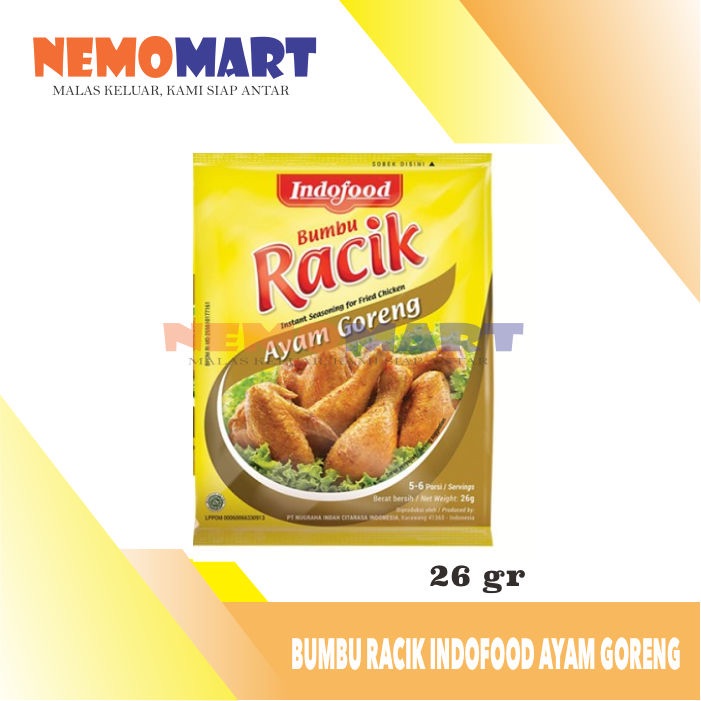 

BUMBU RACIK INDOFOOD AYAM GORENG INSTAN 26 G GR INSTANT SEASONING FRIED CHICKEN 26GR 26G