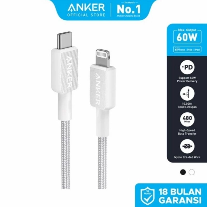 Kabel Data Anker for Iphone Type C to Lightning Original