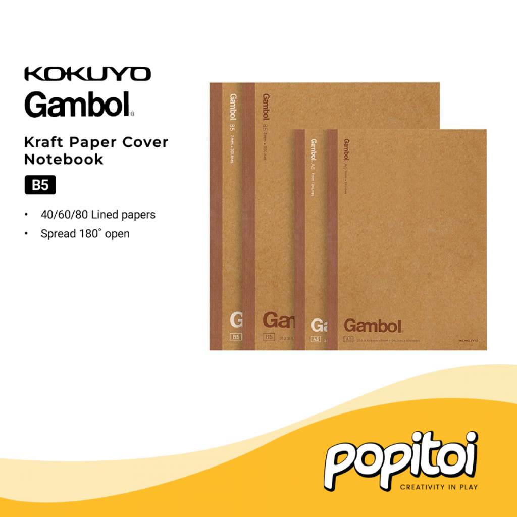 

Kokuyo GAMBOL Kraft Paper Cover Notebook A5 B5 Buku Tulis Sekolah Kualitas Premium Halus Harga Ekonomis