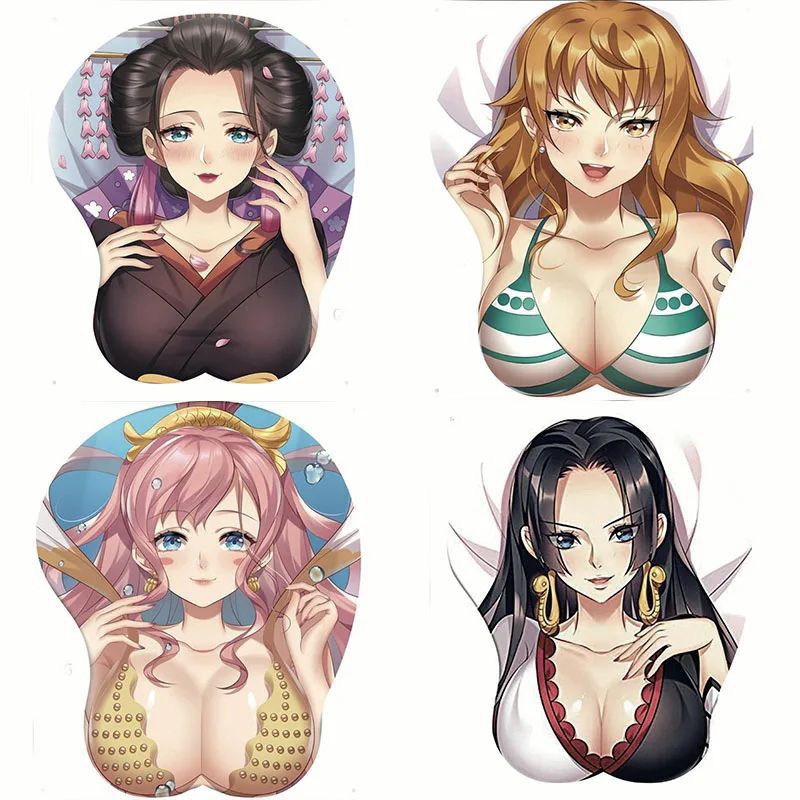 Mouse Pad Anime Oppai Silikon One Piece Nami Boa Hancock Zoro Luffy