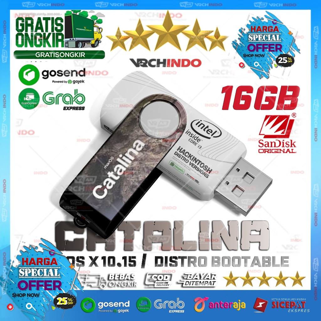Mac OS X 10.15 - MacOS CATALINA | Hackintosh for Dekstop PC Komputer / Laptop - 16GB Bootable Instal