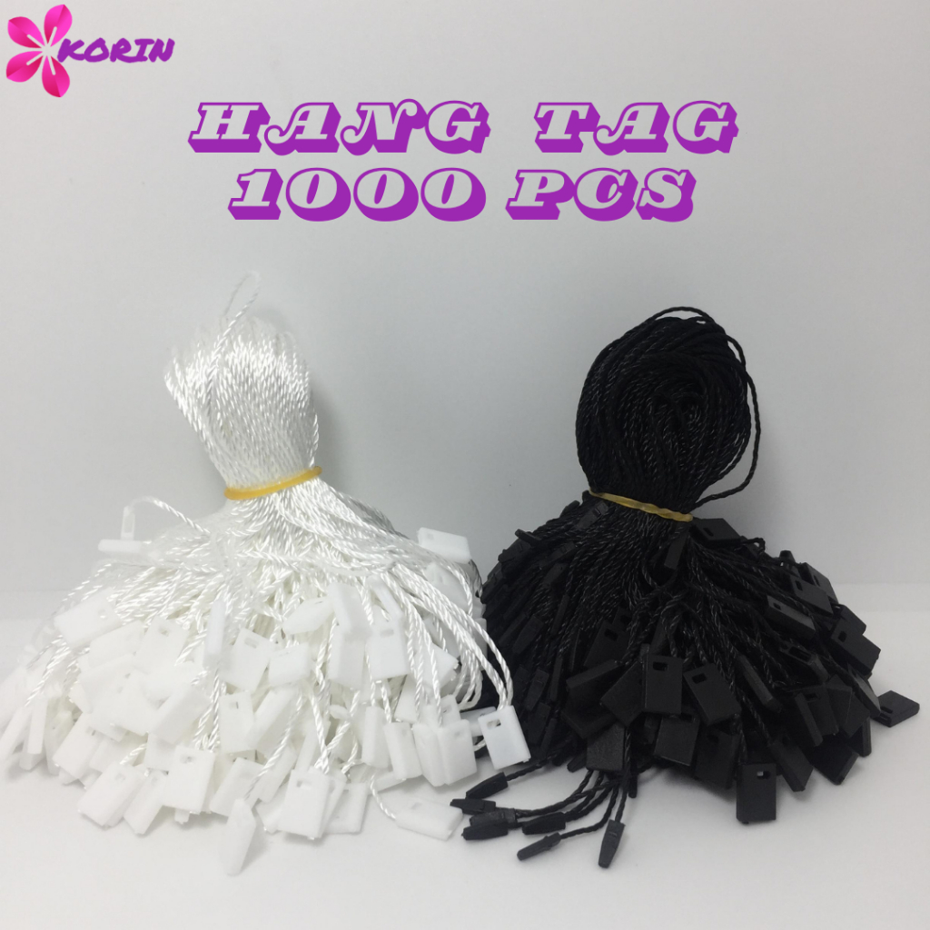 

[1000PCS] Tali Hang Tag Hitam-Putih / Tag Rope / Tali Loopin Hangtag Label Pakaian / Murah Isi  1000pcs