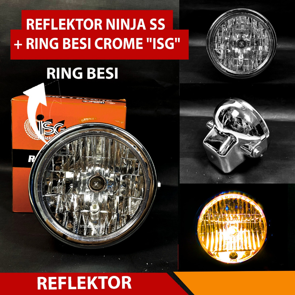 LAMPU DEPAN NINJA BULAT CHROME NINJA SS R HEADLAMP SET REFLEKTOR SUPER HIGH QUALITY