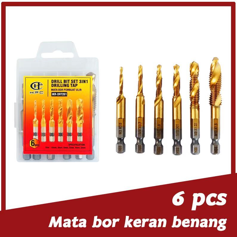 Mata bor pembuat ulir/mata bor 6 pcs/ mata bor merk keenness