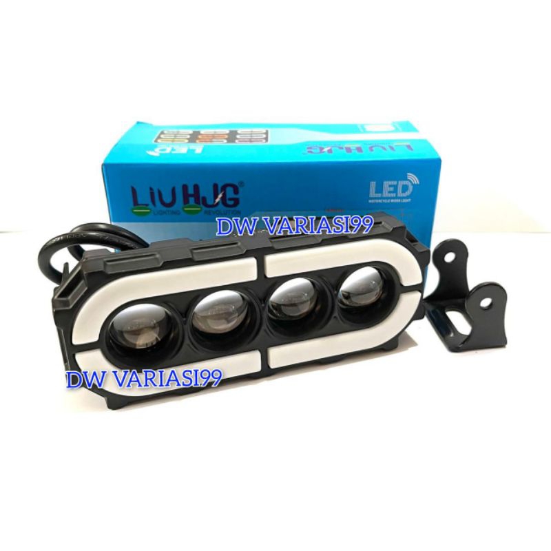 Lampu Tembak Laser 4 Mata Led Ring RGB Mode Running DC 12V-24V 30Watt Jauh Dekat Liu HJG