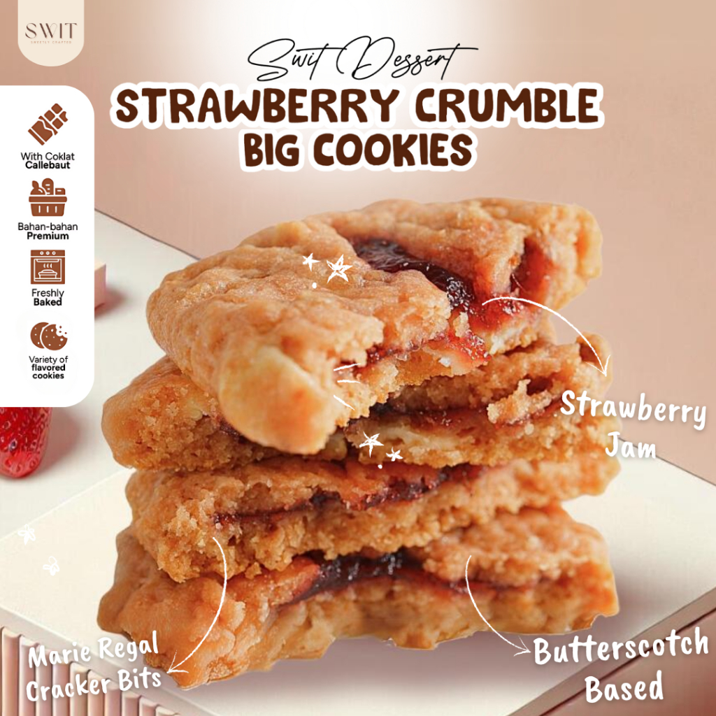 

Soft Baked Strawberry Crumble Cookies Kue Best Seller Cemilan Manis Viral Homemade by Swit Dessert