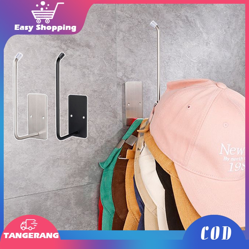 Cantolan Topi Dinding Stainless Gantungan Topi Dinding Tempel Display Rak Topi Dinding Rak Gantung T