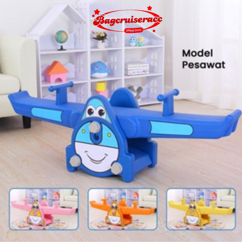Jungkat Jungkit  Mainan Anak Jungkat Jungkit Hiburan Pesawat warna biru Jungkat-Jungkit Bahan HDPE M
