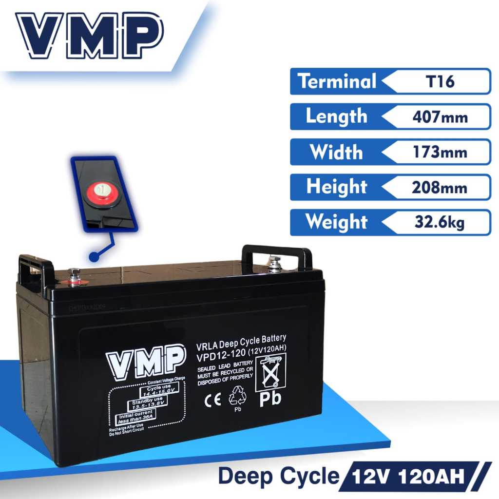 VMP BATERAI 120AH VMP 12V 120AH Aki Baterai UPS 12V 120AH 120 AH VMP Baterai Aki Kering VRLA UPS APC