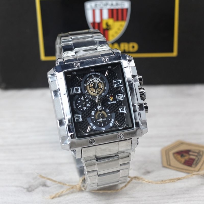 Jam tangan Pria Leopard 8826MC tanggal chrono aktif analog sport tali rantai original