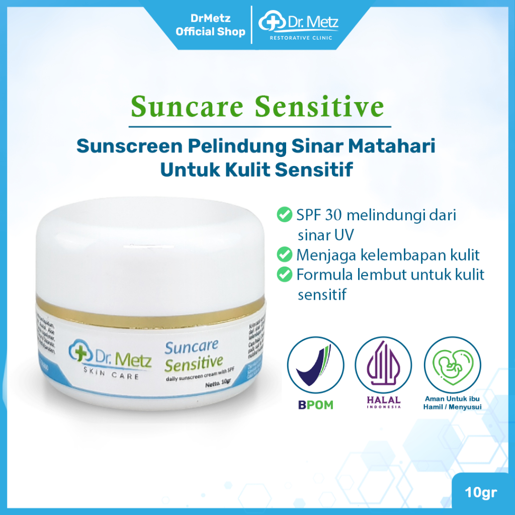 Krim Siang Untuk Wajah Sensitif - Dr Metz Skincare Suncare Sensitive 10 gr With SPF 30