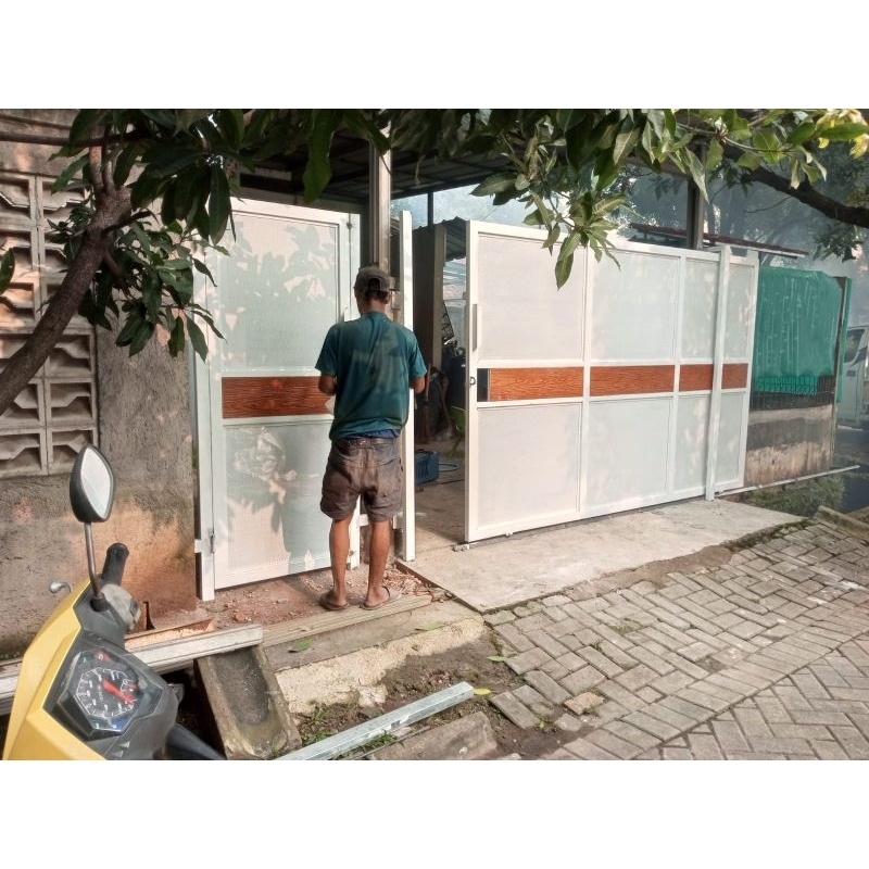 pagar sleding minimalis perforated