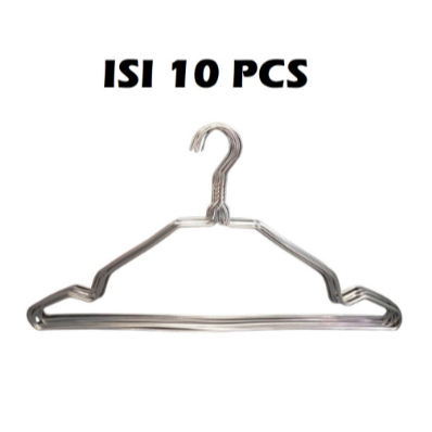 HANGER BESI ISI 1STAINLESS STEEL Gantungan Baju Kawat Pc Pcs Anti Karat 10pc