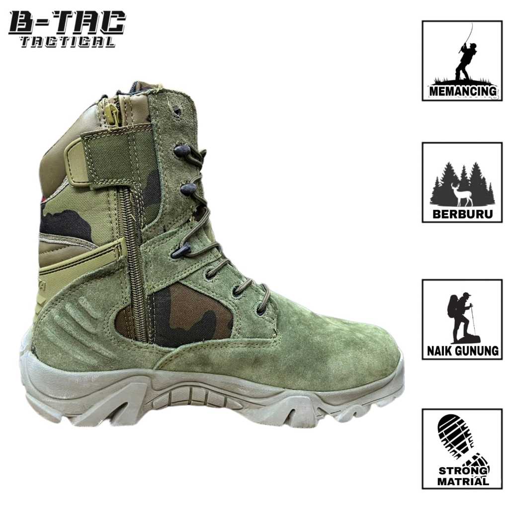 [S.516 Hijau] Sepatu Boots Pria 8 Inch Hijau/Sepatu Boots Pria Tactical /Sepatu Tactical Warna Hijau