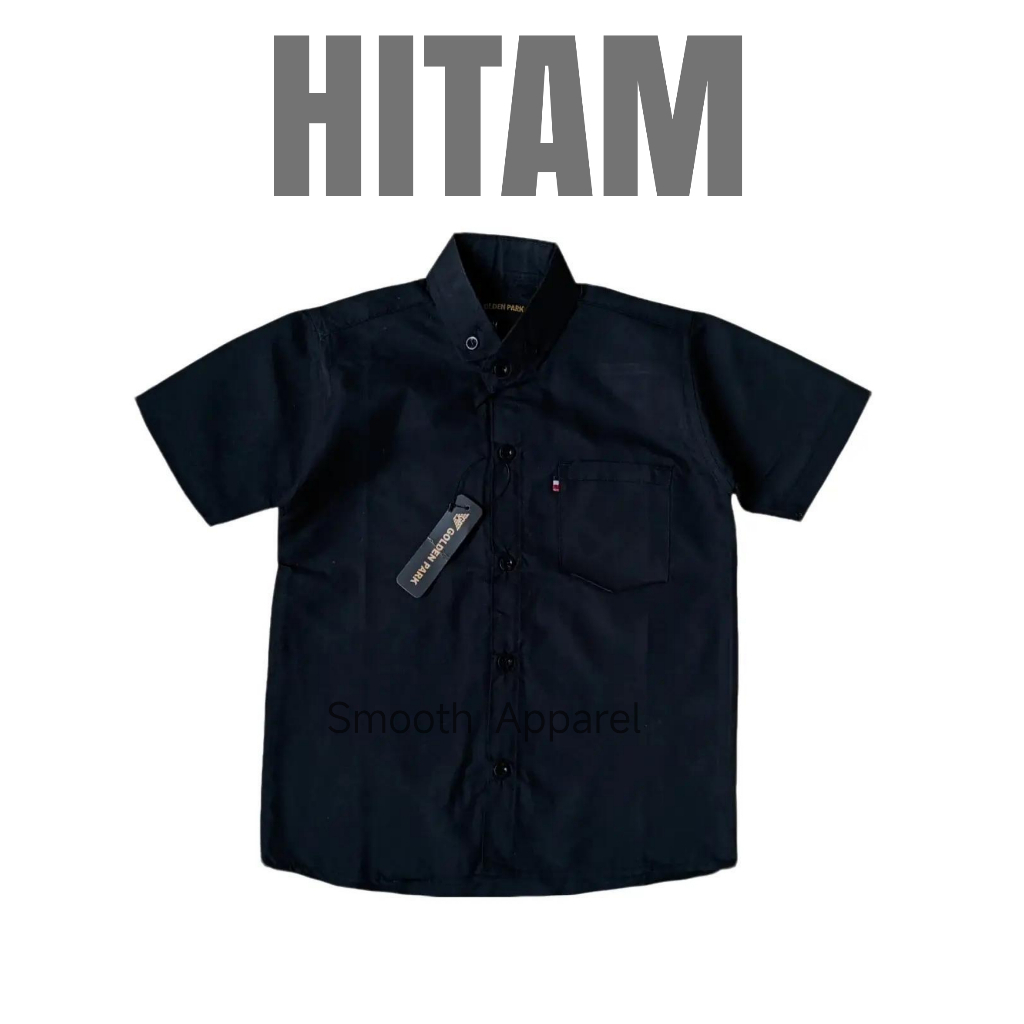 Kemeja Hitam Polos Anak Laki-Laki Usia 1 - 13 Tahun