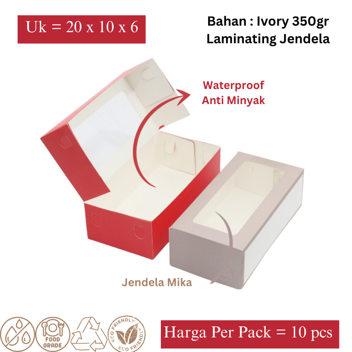 KOTAK KUE / ROTI / SERBAGUNA 20 x 10 x 6 BERKUALITAS / BOX KUE SERBAGUNA FULL LAMINASI 20X10X6