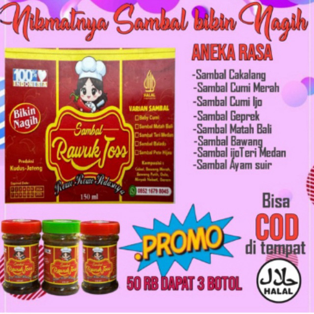

BUNDLING TRIPLE SAMBAL CAKALANG SAMBEL IJO CUMI DAN SAMBEL GEPREK only 150g