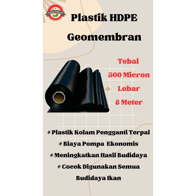 Geomembran HDPE Tebal 300 Micron, Lebar 5 Meter