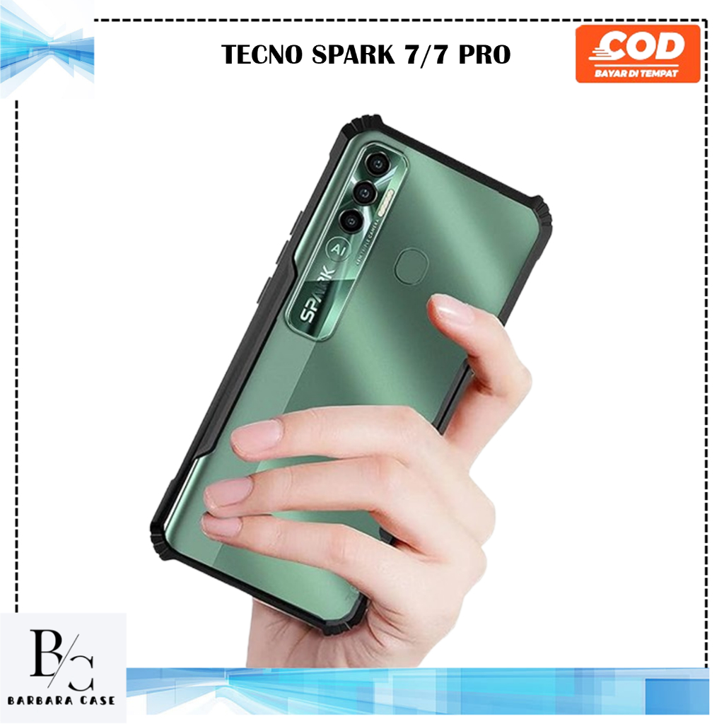 CASE TECNO SPARK 7 7 PRO SHOCKPROOF ARMOR COVER HARD SLIM BLACK FUSION CRACK MEWAH CASE