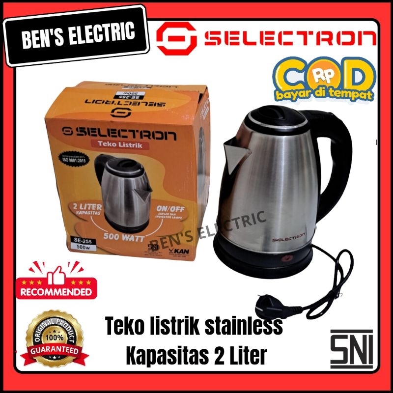 Selectron teko / cerek listrik pemanas air / Electric kettle / ketel stainless 2 liter