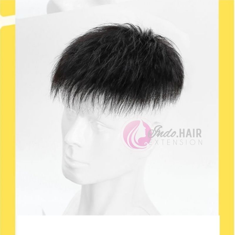 Touoee Pria Rambut Pendek Tanpa Poni Penutup Botak Tipis Dengan Clip 4 Lebih Kuat Penebal Rambut Bag