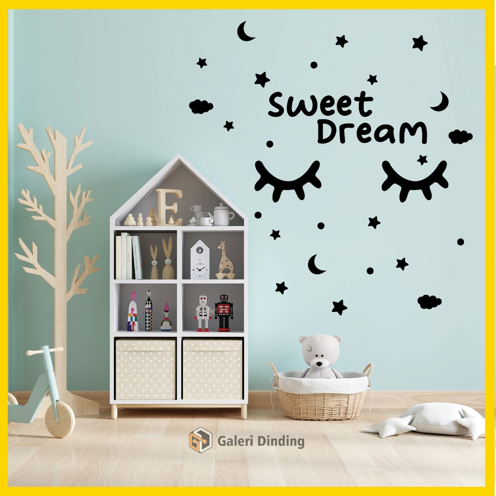 Galeridinding - Stiker Dinding Kamar Tidur Bulu Mata Lucu Sleepy Eyes Hiasan Dekorasi Dinding