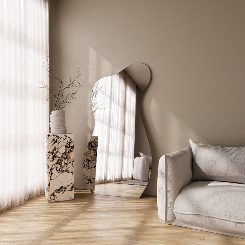 cermin viral murah + standing cermin aesthetic/cermin bulat/cermin dinding/cermin wastafel/cermin ka