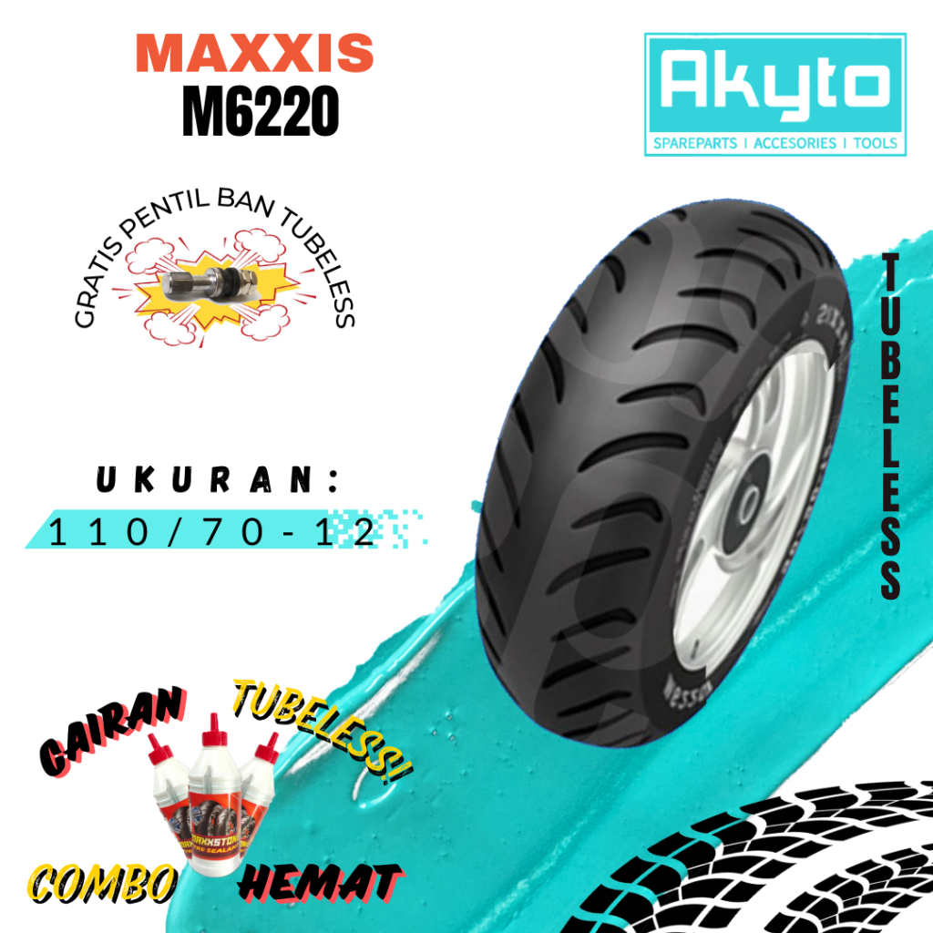 BAN MAXXIS M6220 / BAN TUBELESS / BAN RING 12 / BAN R12 / BAN MOTOR FAZZIO FREEGO SCOOPY ADRESS MIO 