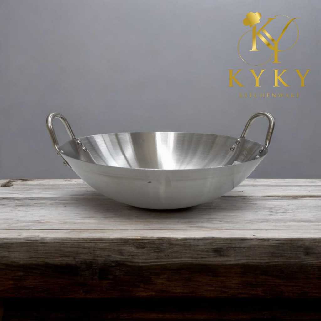 Kuali Wajan Kwali Penggorengan - Wok Stainless steel gagang 2 Handle 34 cm