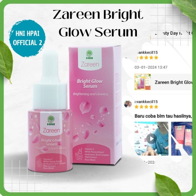 Zareen Bright Glow Serum Mencerahkan Kulit Wajah Glowing Herbal Hni Hpai