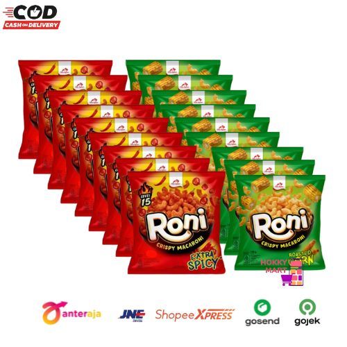 

[ HOKKY ] Roni Crispy Macaroni Dua Kelinci Renceng isi 10 x 28gr Extra Spicy Roasted Corn Snack Cemilan Enak