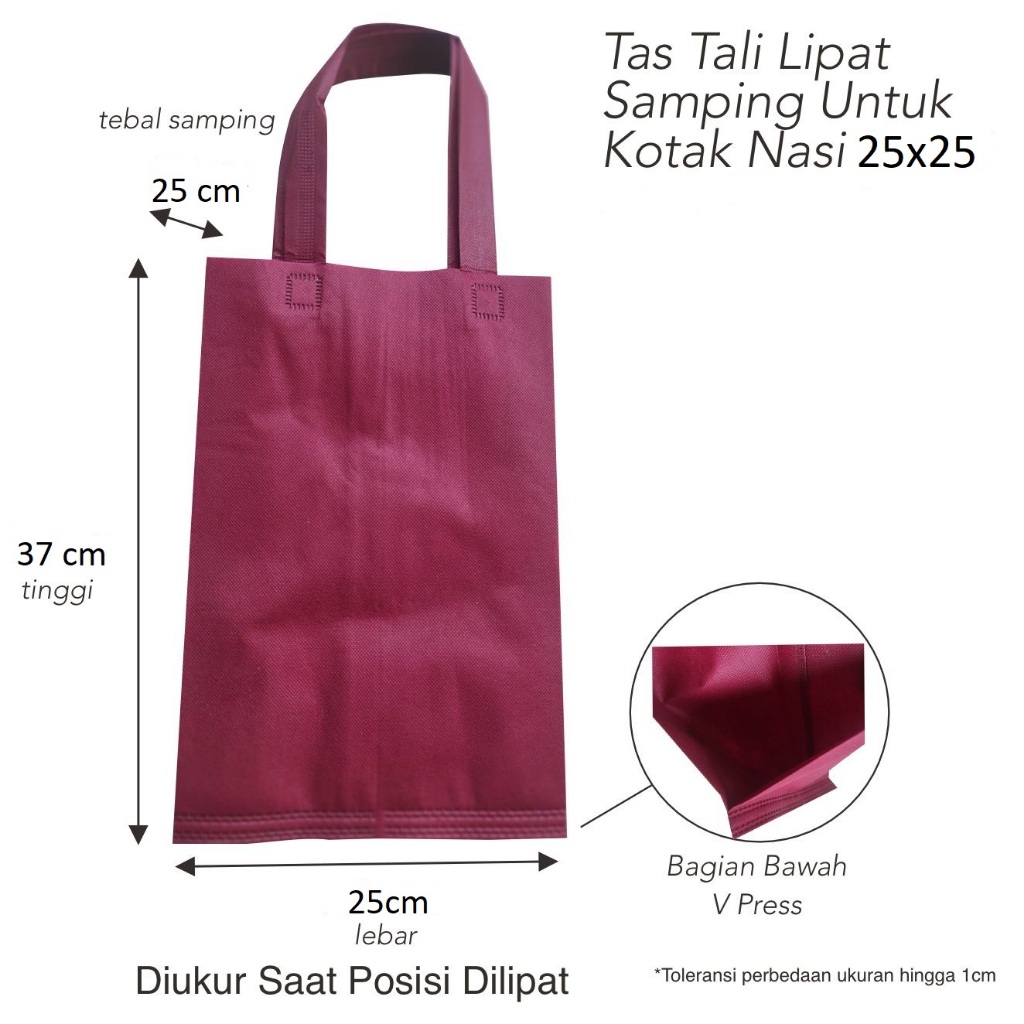 

Tas spunbond HLS untuk dus 25x25, Tas Berkat Hajatan, Tas box Bento Nasi Kotak, Goodie Bag