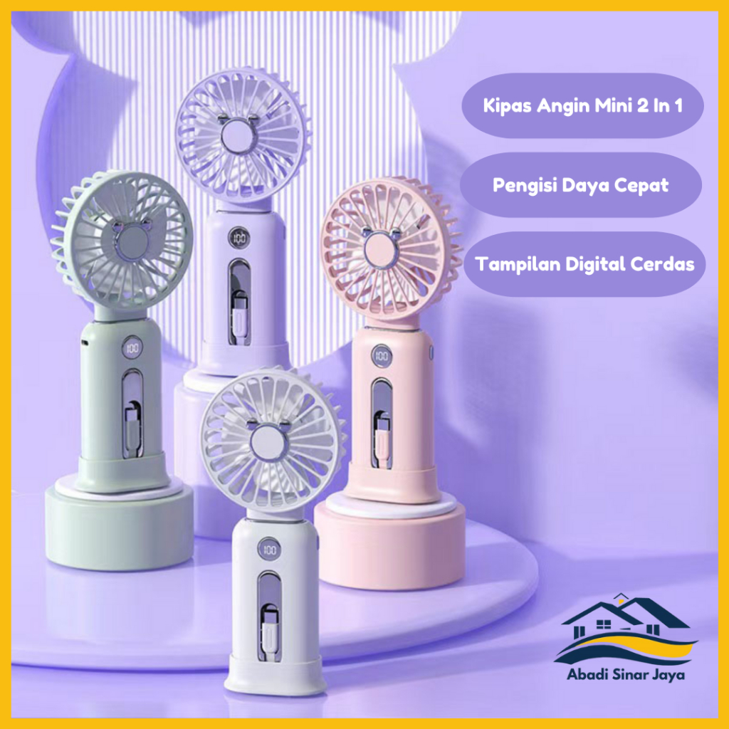 [ASJ] Kipas Angin Mini LED + Powerbank 10000 mAh/ Kipas Angin Powerbank Type-C Charger Iphone