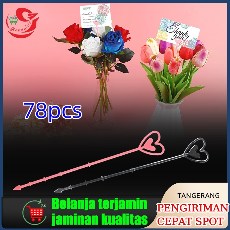 78pcs Stick Kartu Ucapan Plastik Stick Card Holder Love Klip Kartu Stik Penjepit Kartu Jepitan Kartu